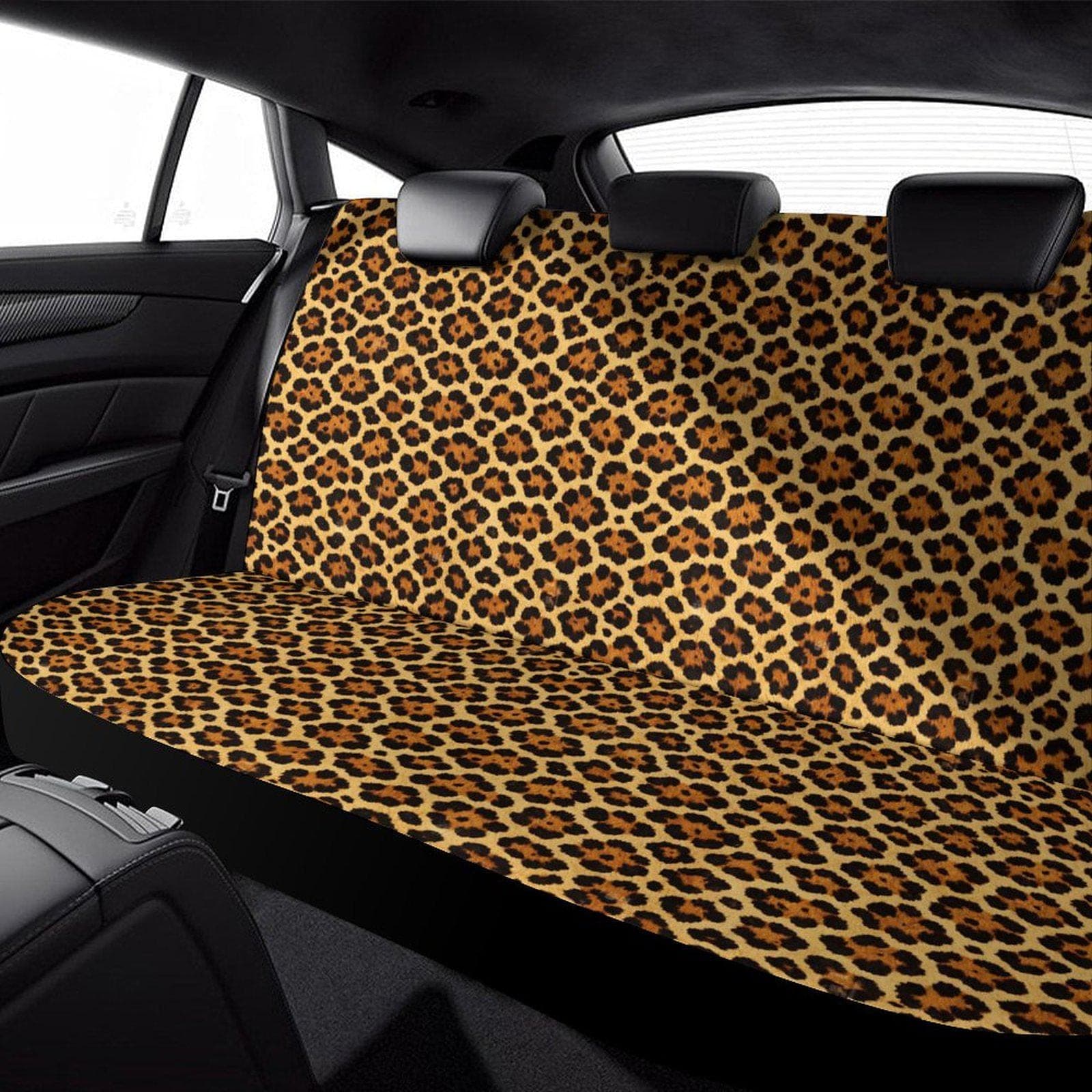 Leopard Print Car Seat Cover Back Seat Universal Fit Polyester Spandex