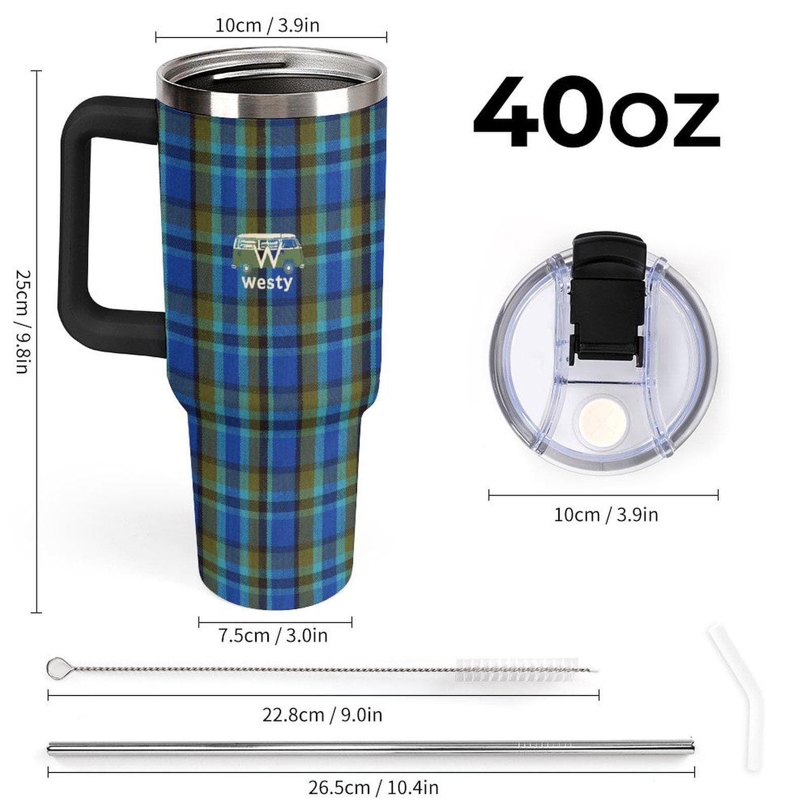 Westy Westfalia Blue 40oz Insulated Tumbler with Handle