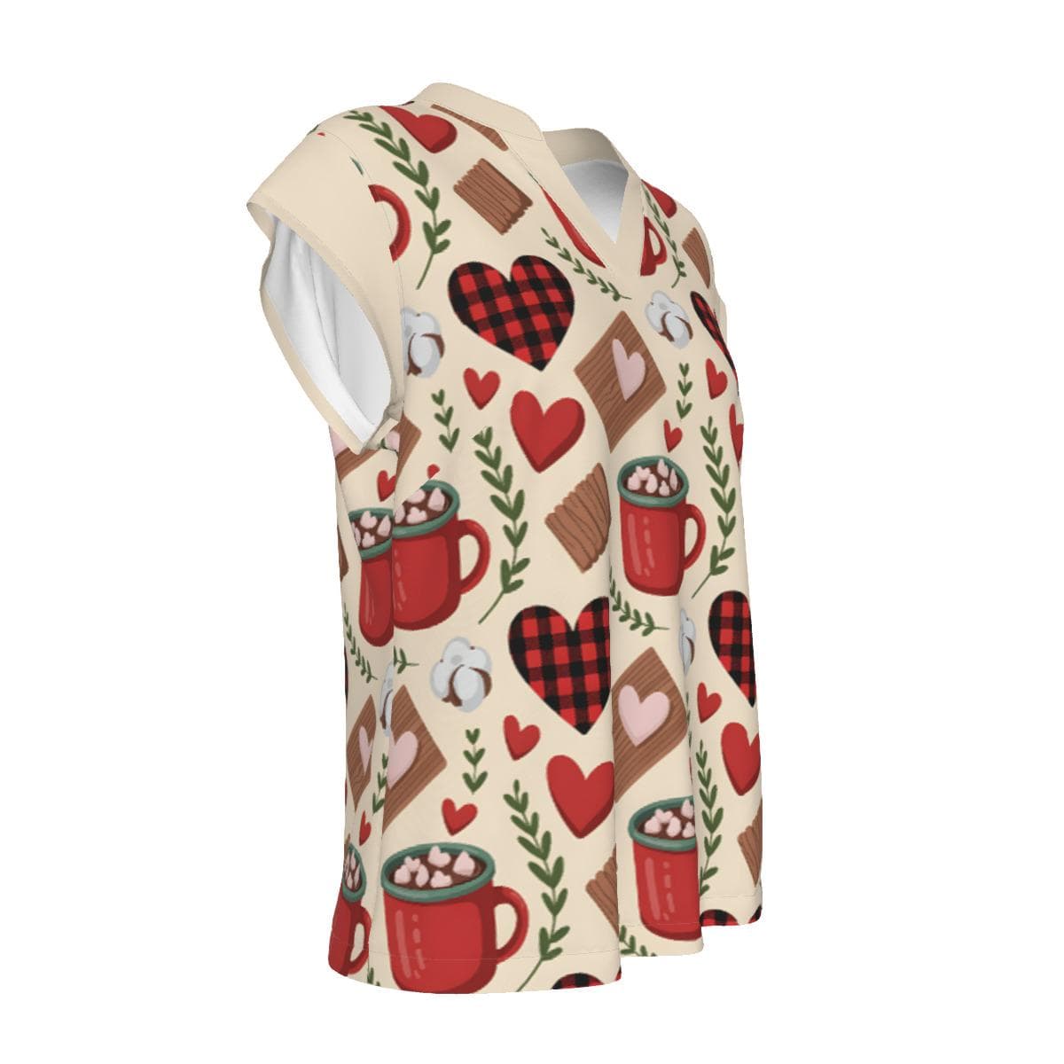 Plaid Hearts V-Neck Top | Rustic Valentine's Day Shirt