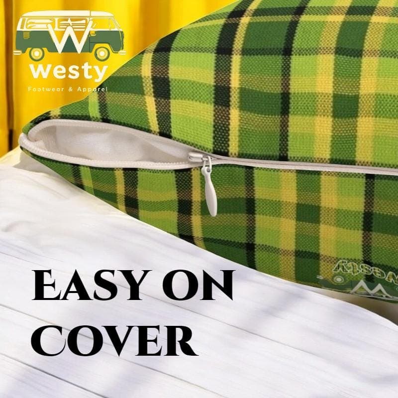 Green & Yellow Plaid Throw Pillow Cover – Cozy Home Accent