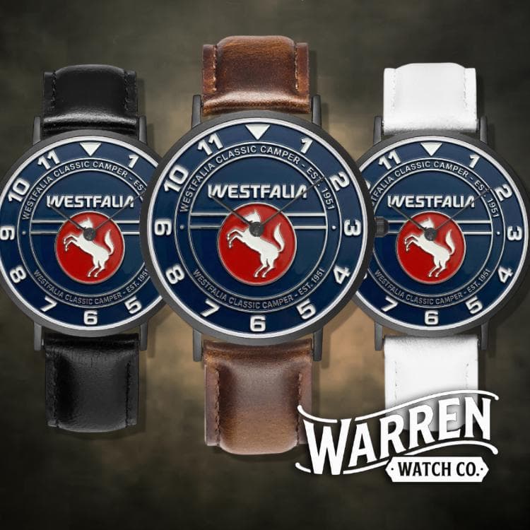 Westfalia Classic Camper Watch | Unisex Quartz Watch with Genuine Leather Band & Stainless Steel Case