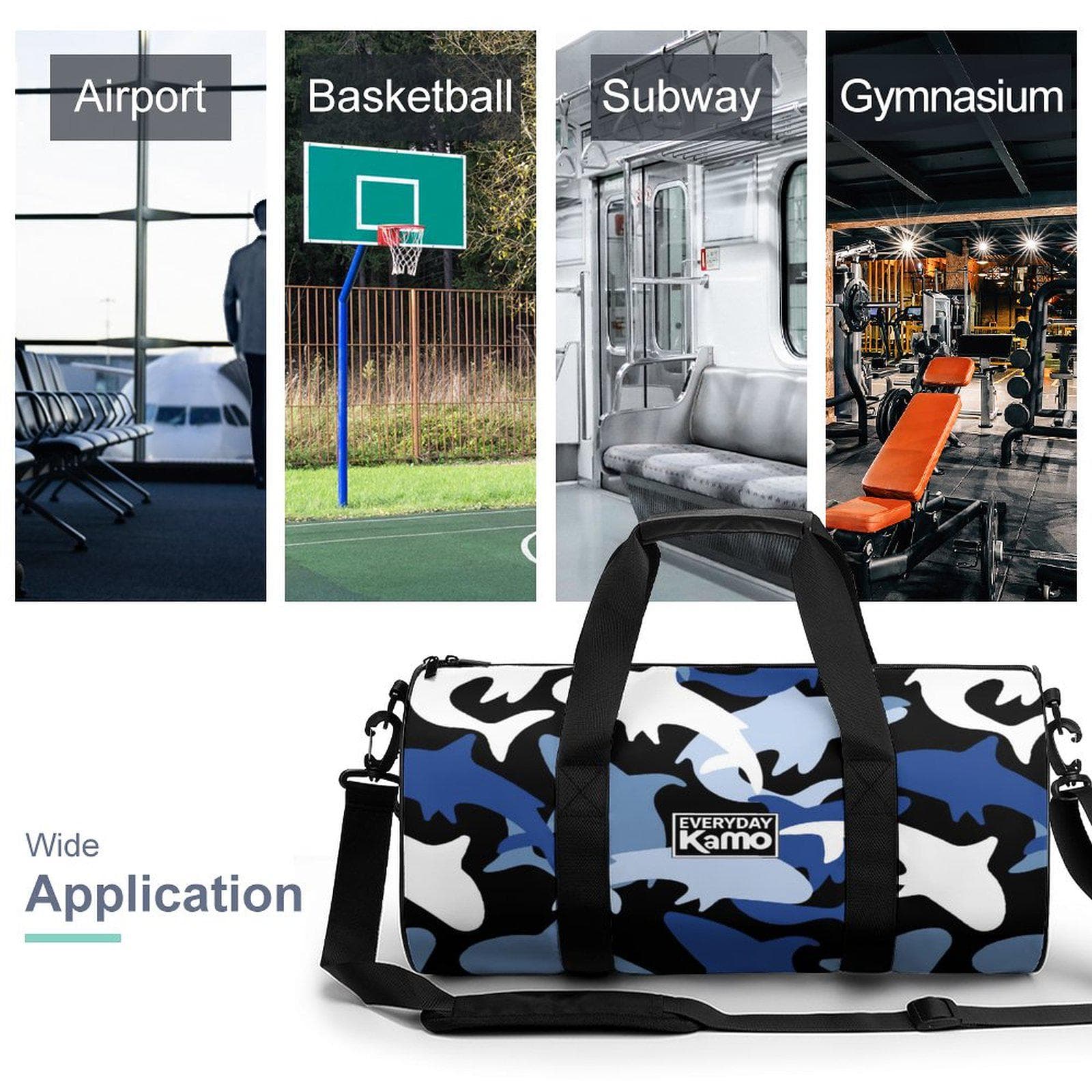 Everyday Kamo Blue Shark Camo Waterproof Duffel Bag | Gym & Travel Essential