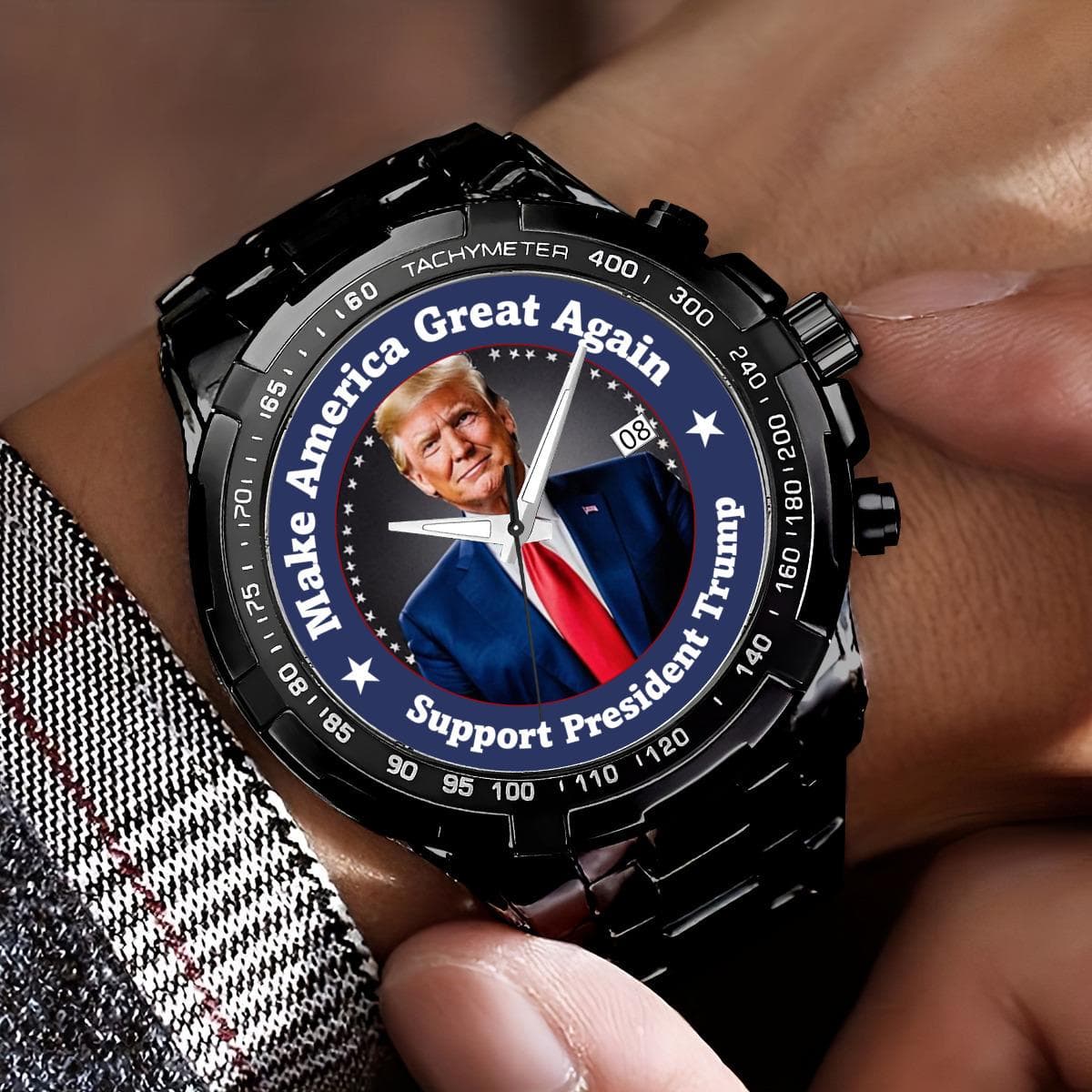 Make America Great Again Donald Trump "Support President Trump" Men's Metal Watch - Perfect Everyday Wear
