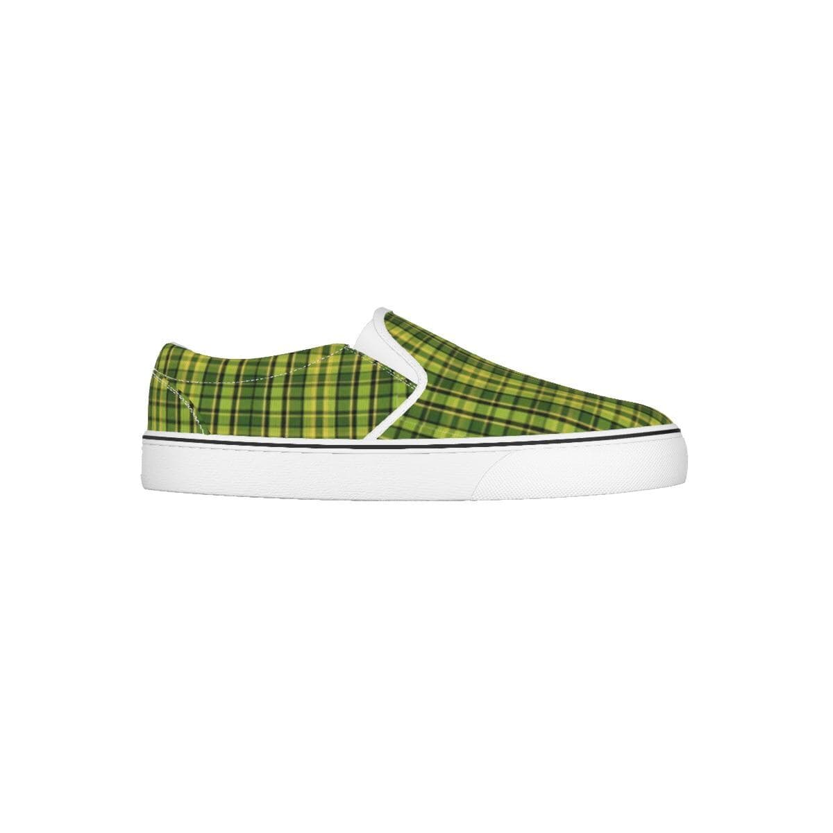 Westy Green Plaid Kids Slip-On Sneakers – Camper Van Road Trip Style