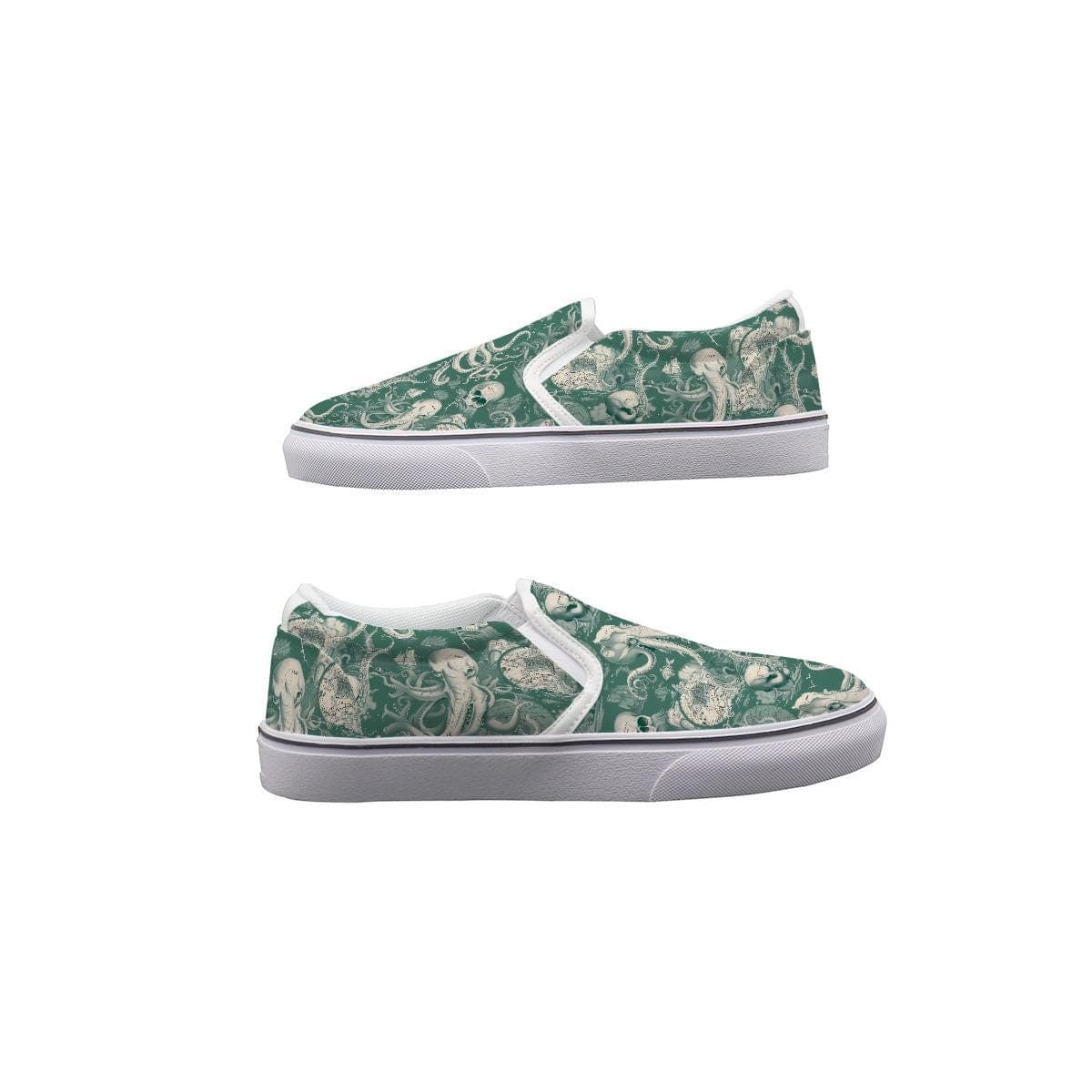 Men's Canvas Slip-On Sneakers | Custom Kraken Skulls | Handmade
