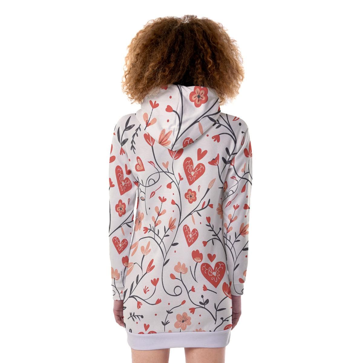 Floral Heart Hoodie Dress | Fur-Lined Valentine's Day Tunic