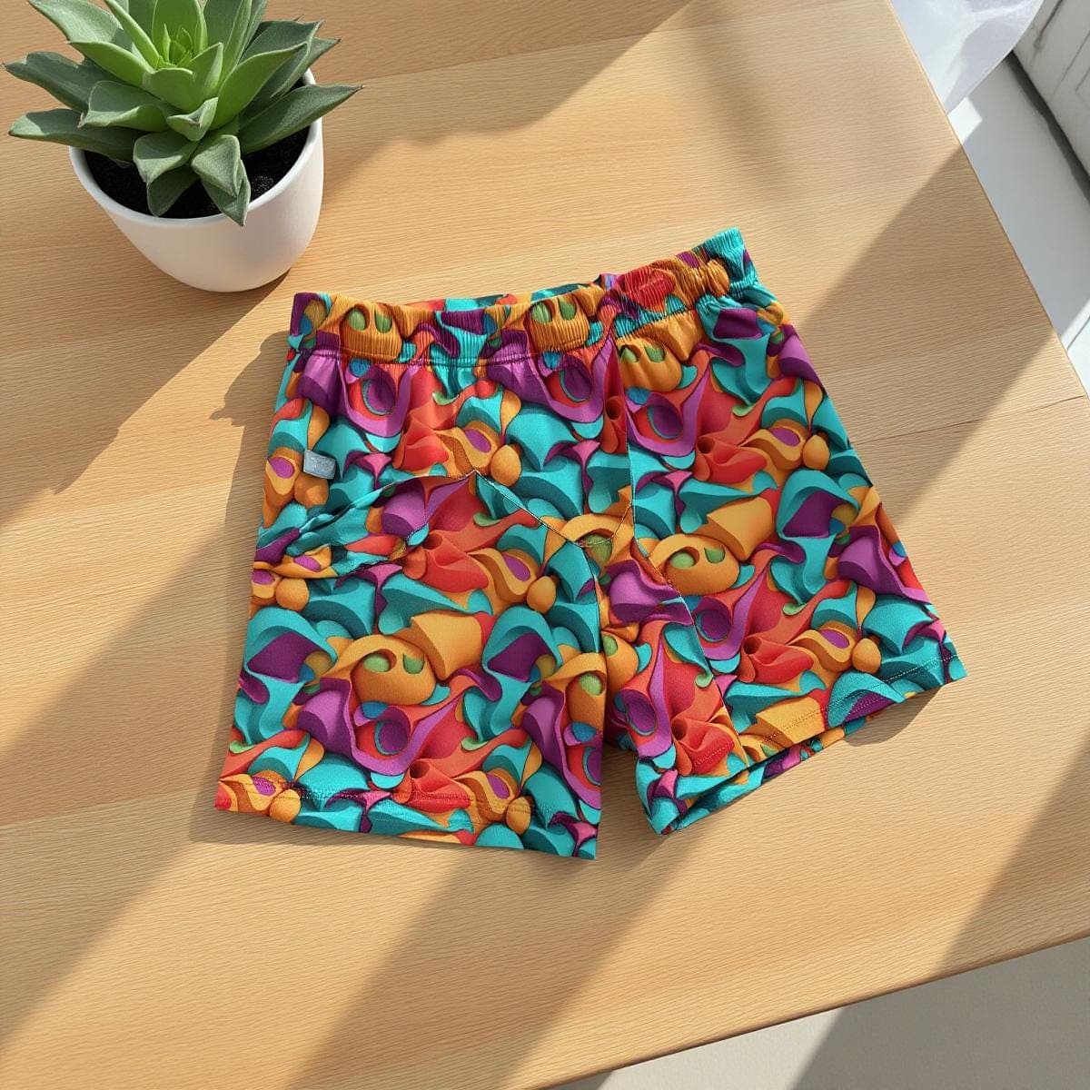 Vibrant Abstract High-Waisted Shorts | Seamless Milk Silk Yoga & Workout Bottoms | Colorful Athletic Loungewear