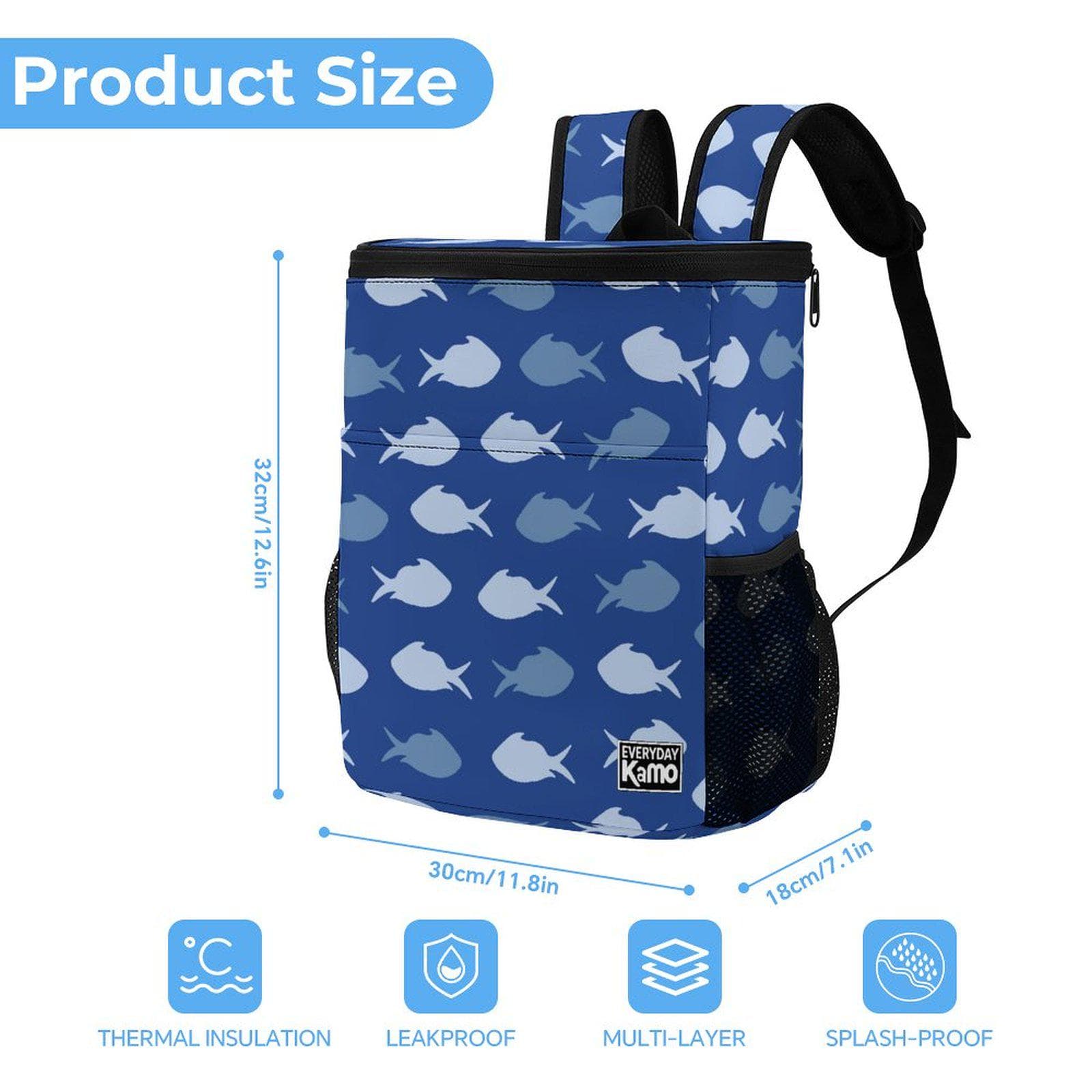 Everyday Kamo 'School of Fish' Cooler Backpack | Stylish Insulated Lunch Bag for Beach, Picnic & Daily Adventures