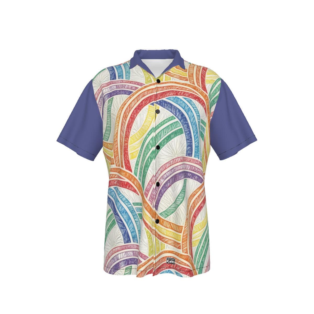 Vibrant Rainbow Sketch Hawaiian Shirt | Men's Colorful Abstract Button Up | Summer Casual Aloha Shirt