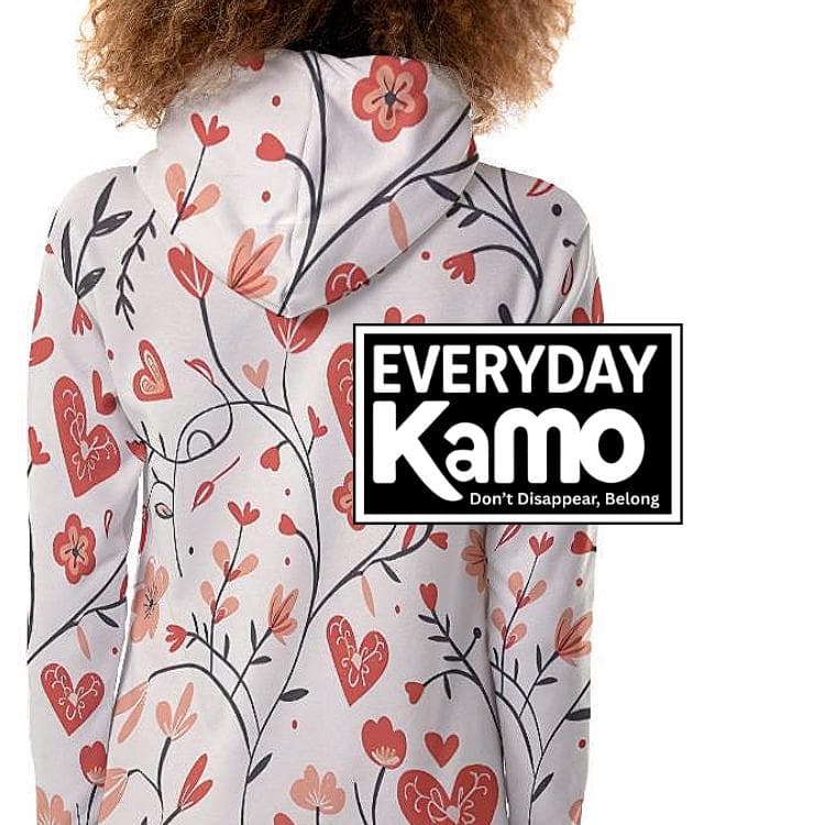 Floral Heart Hoodie Dress | Fur-Lined Valentine's Day Tunic