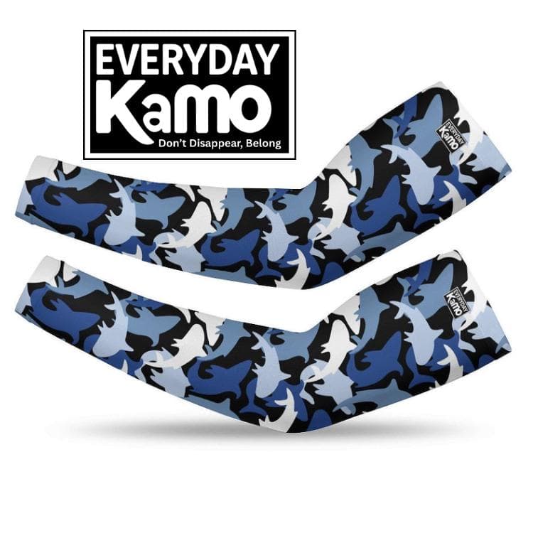 Blue Shark Camo Cooling Arm Sleeves | Lycra UV Protection
