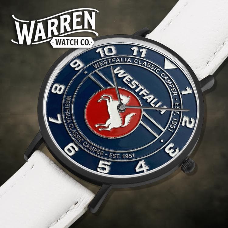Westfalia Classic Camper Watch | Unisex Quartz Watch with Genuine Leather Band & Stainless Steel Case