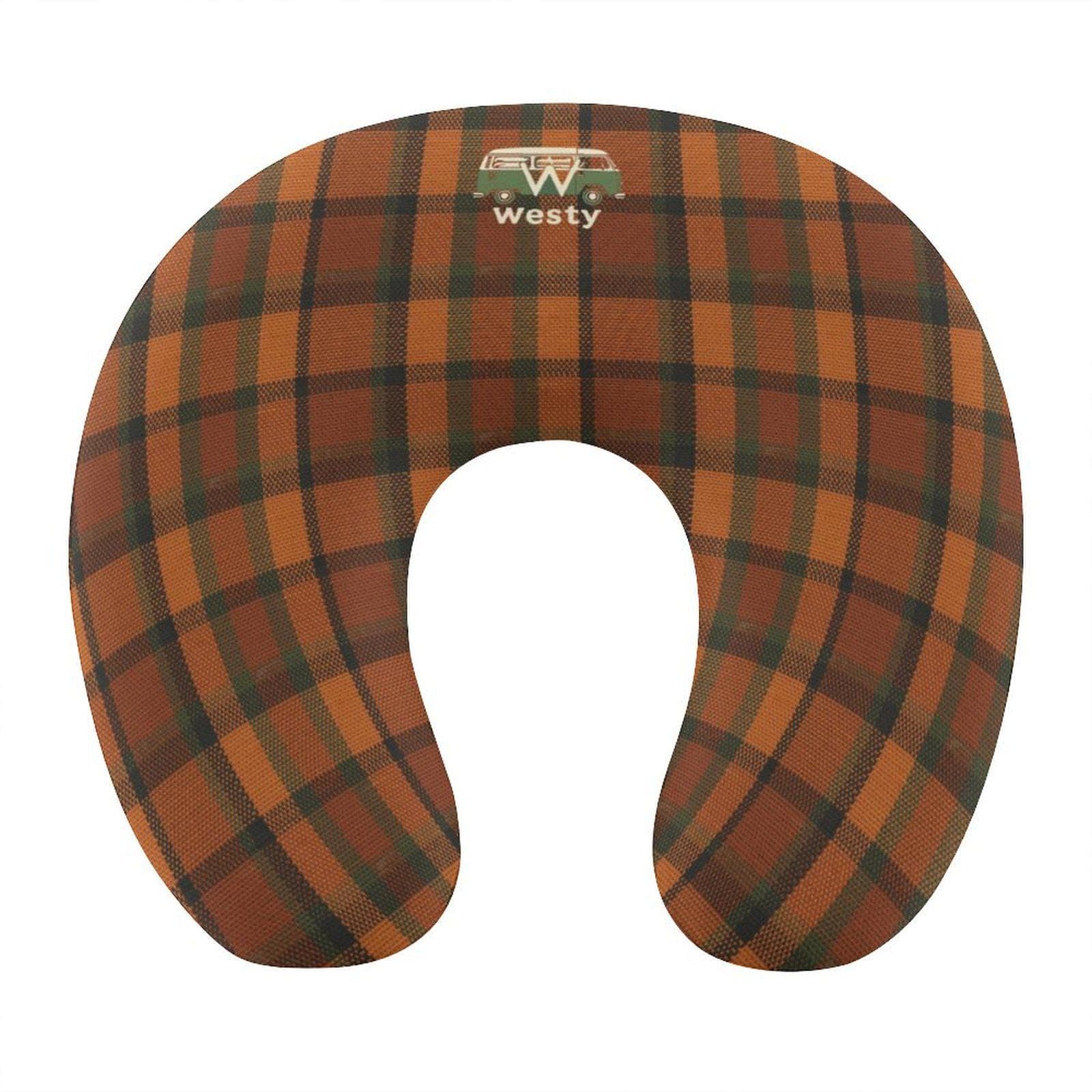 Westy Van Life Plaid Memory Foam Travel Pillow | Neck Support for Road Trips