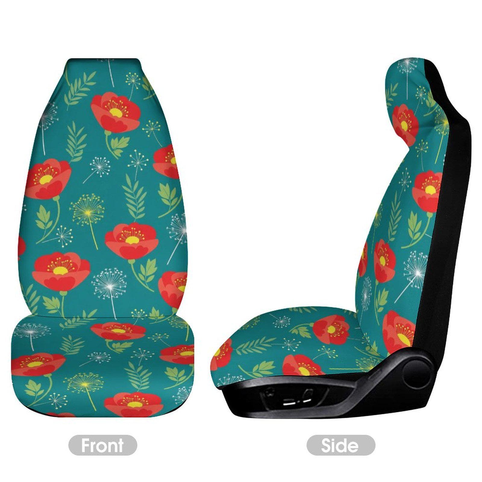 Floral Poppy Dandelion Car Seat Protector Teal Health Cloth Universal Fit