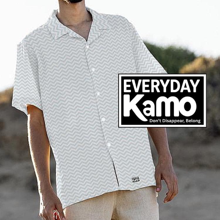 Classic Zigzag Pattern Hawaiian Shirt - Breathable Summer Vacation Button-Down
