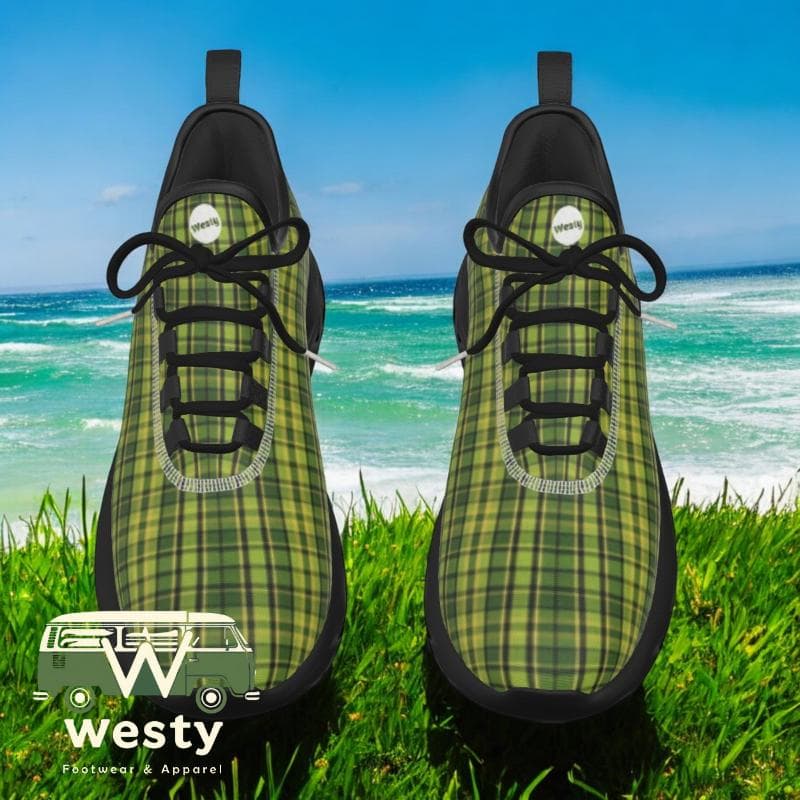 Westy Green Plaid Men's Lightweight Athletic Shoes – Everyday Comfort and Style