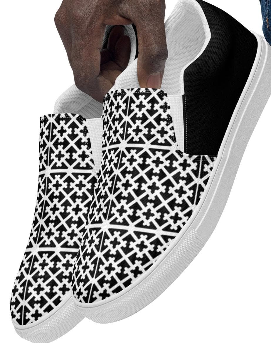 Men's Handmade Canvas Slip-On Shoes – Custom Patterned Sneakers