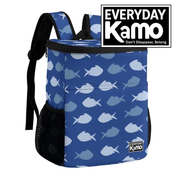 Everyday Kamo 'School of Fish' Cooler Backpack | Stylish Insulated Lunch Bag for Beach, Picnic & Daily Adventures