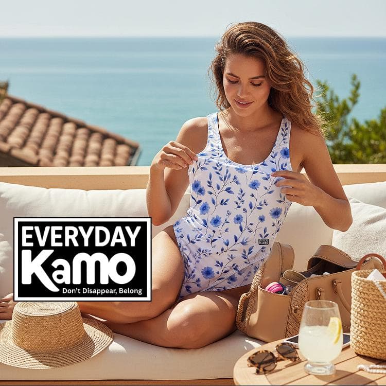 Everyday Kamo Blue Floral Swimsuit, Gift for Her, Mom, Friend | Chic Beachwear One Piece