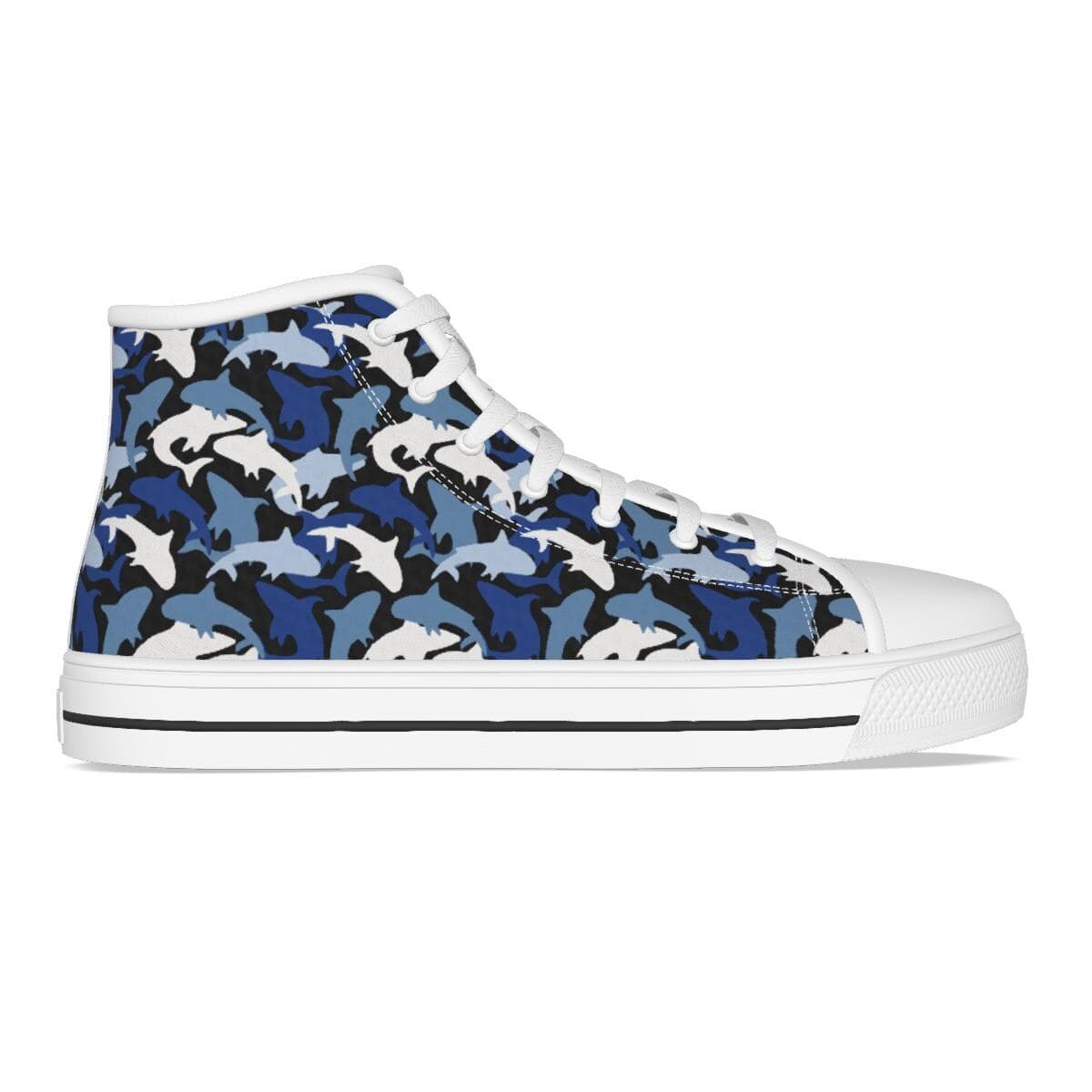 Women's Shark Camo High-Top Canvas Sneakers - Comfort & Style for Everyday Adventures