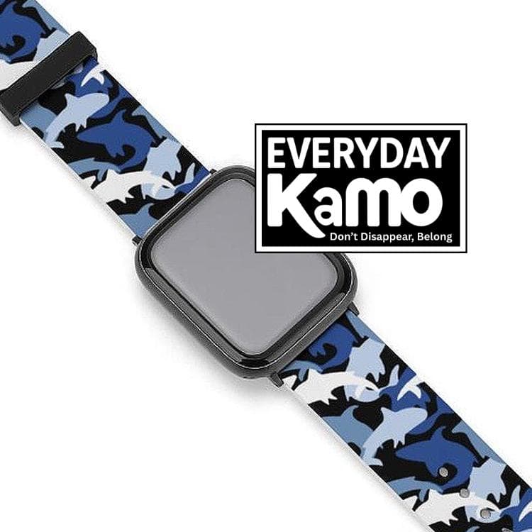 Blue Shark Camo Silicone iWatch Strap - Ocean Camouflage Apple Watch Band