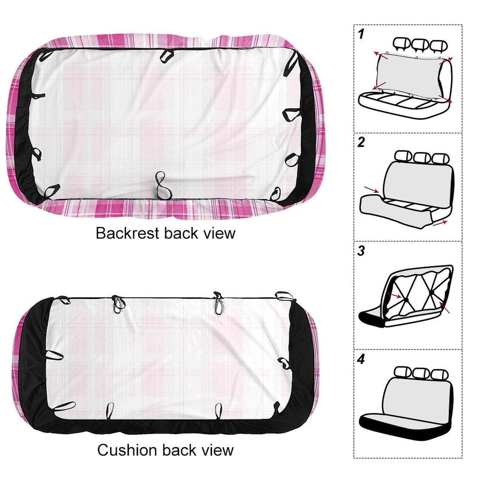 Pink Plaid Car Back Seat Cover | Handcrafted Polyester Spandex Universal Fit