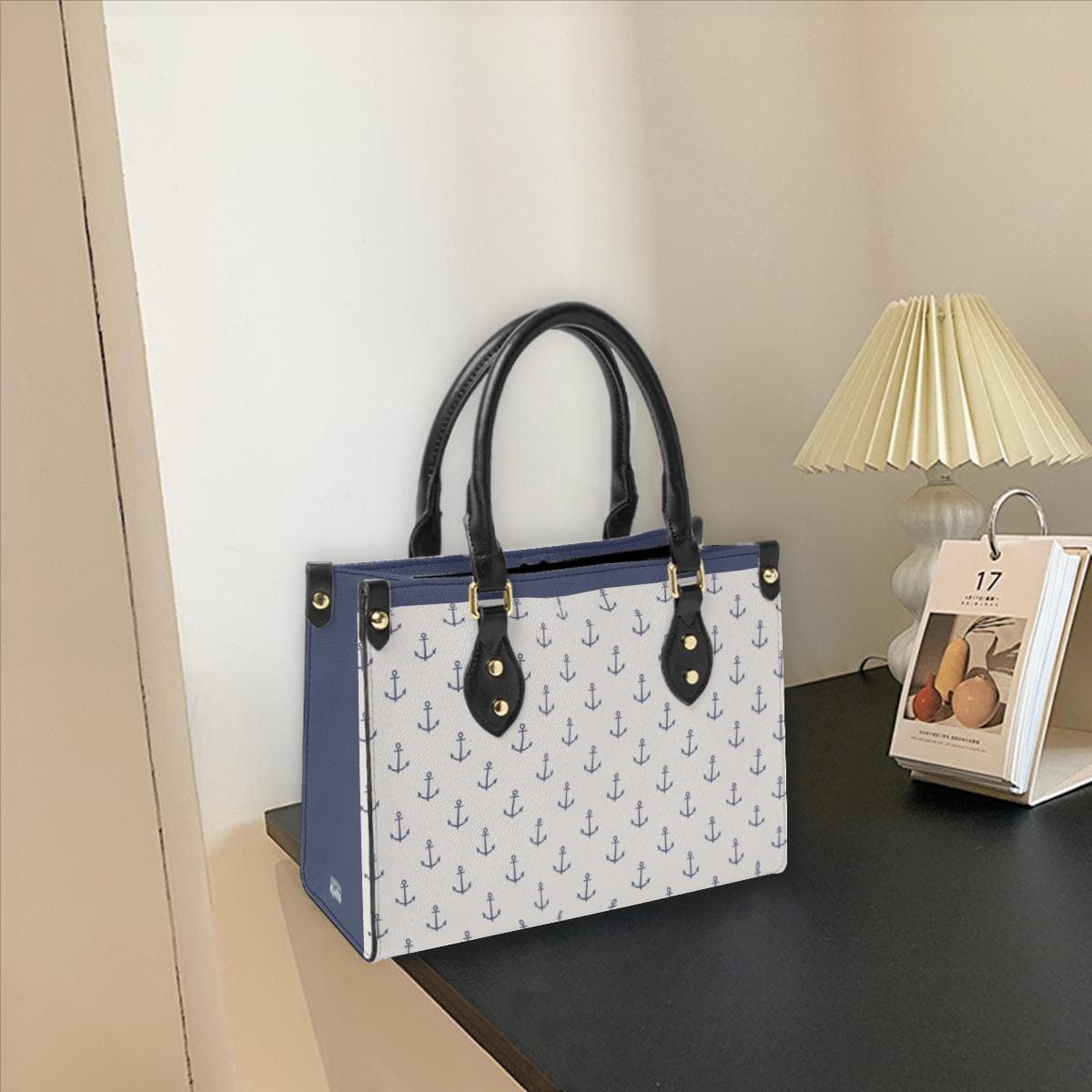 Nautical Anchor Print Leather Tote Bag | Double-Sided, Durable & Stylish Everyday Carry