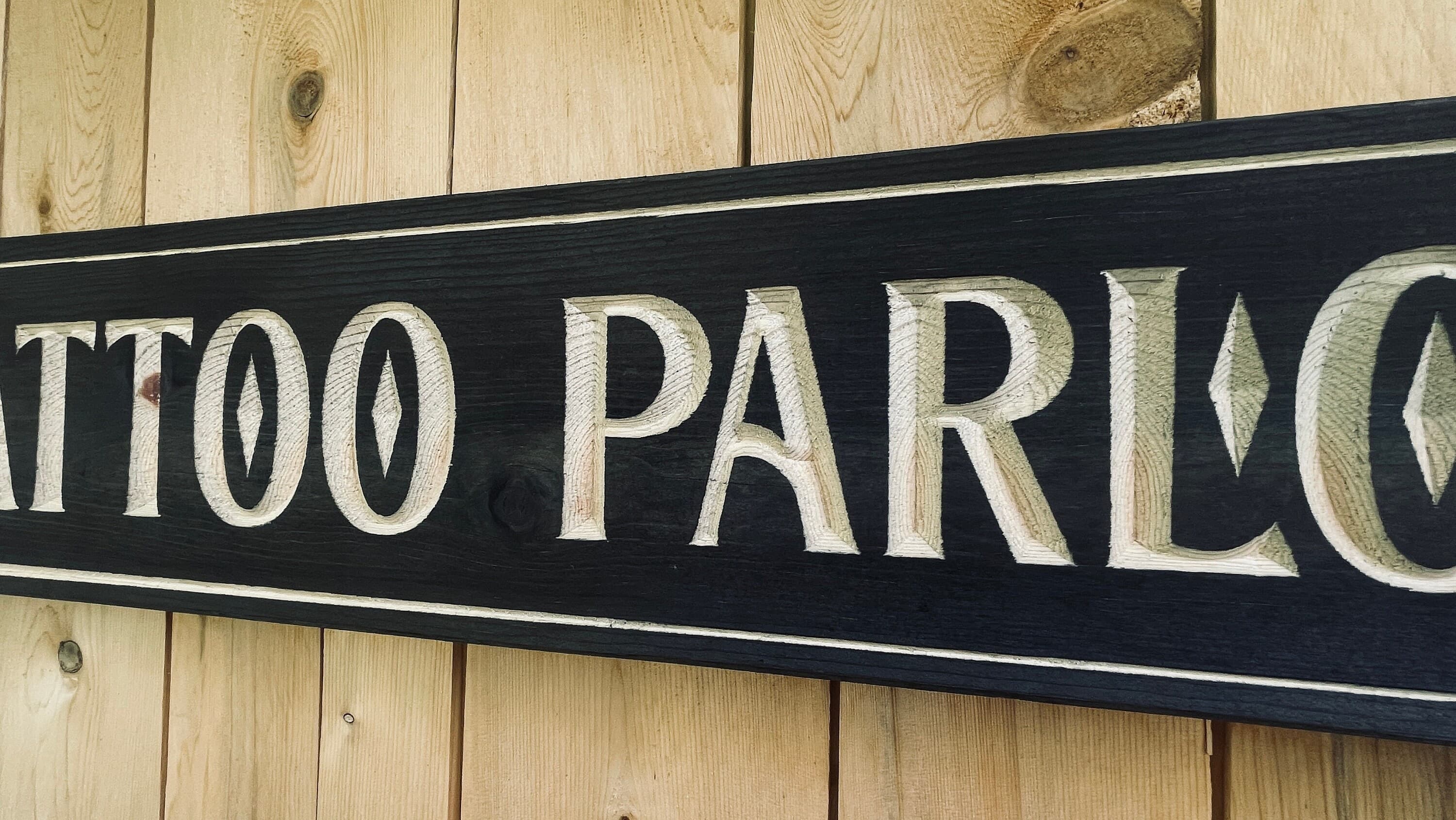 Tattoo Parlor Carved Real Pine Wooden Sign