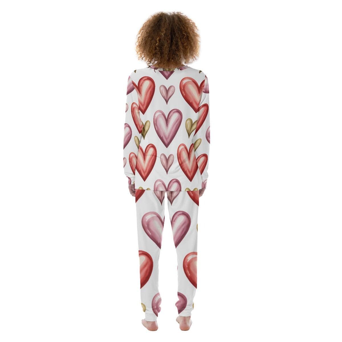 Cozy Watercolor Heart Pajama Set | Women's Valentine's Day Loungewear | Soft & Skin-Friendly Sleepwear Gift