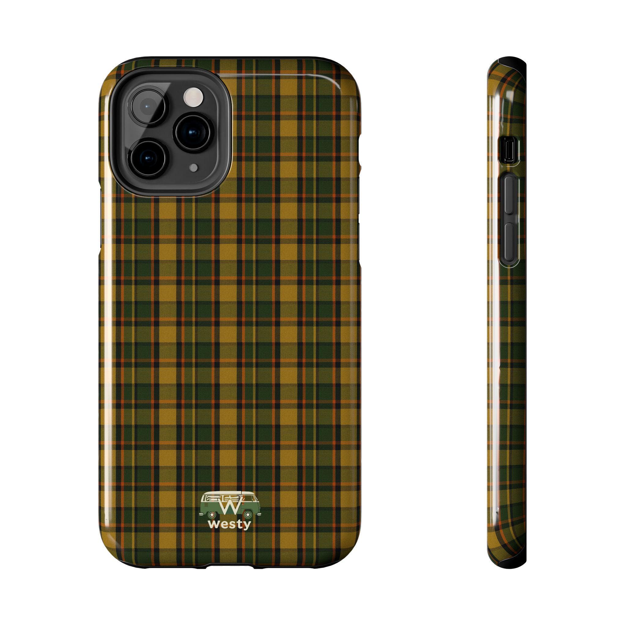 Westfalia Camper Van Plaid Phone Case, Protective Mobile Accessory