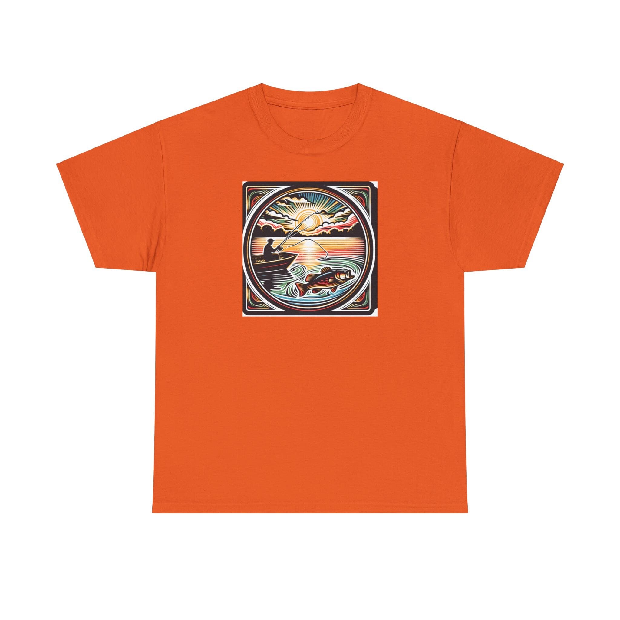 Fishing T-Shirt Woodcut Style Bass Angler Outdoor Tee Unisex