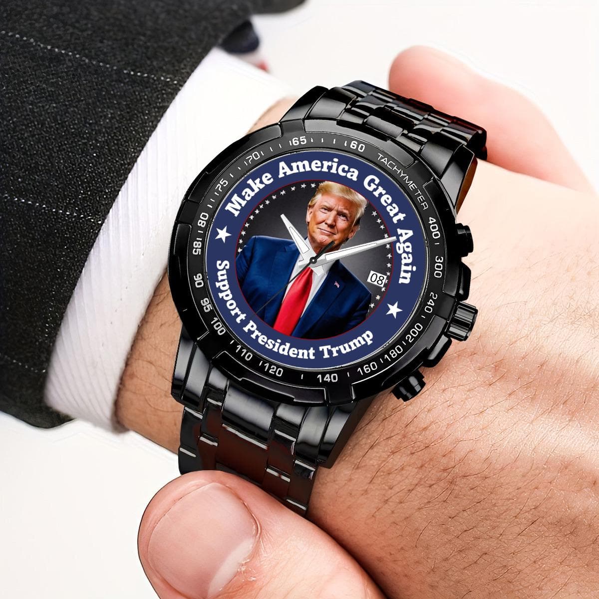 Make America Great Again Donald Trump "Support President Trump" Men's Metal Watch - Perfect Everyday Wear