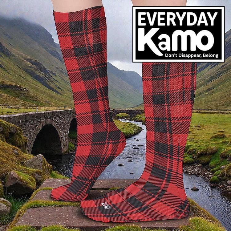 Everyday Kamo Red Plaid Knee-High Socks | Cozy & Stylish Tube Socks