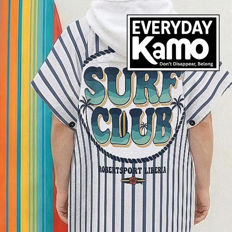 Hooded Surf Poncho Towel - "Surf Club" Design - Quick Dry Beach Changing Robe