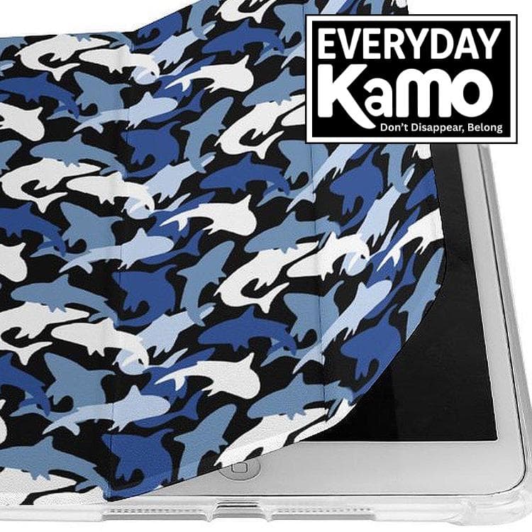 Shark Camo iPad Mini Case | Faux Leather Cover with Stand & Pencil Holder