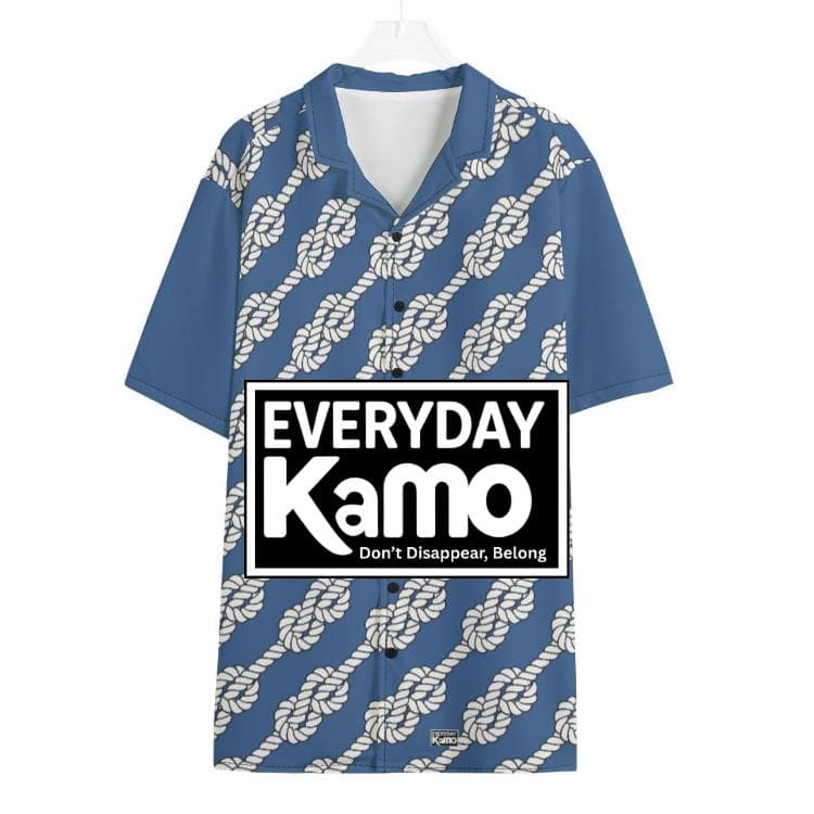 Nautical Knot Rope Print Hawaiian Shirt for Men | Blue Summer Aloha Beach Button-Up | Lightweight Vacation Shirt | Ocean Theme Resort Wear