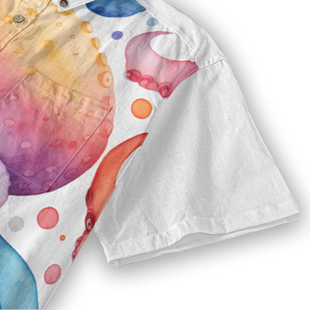 Colorful Octopus Hawaiian Shirt, Slub Cotton Ocean Print Aloha Top