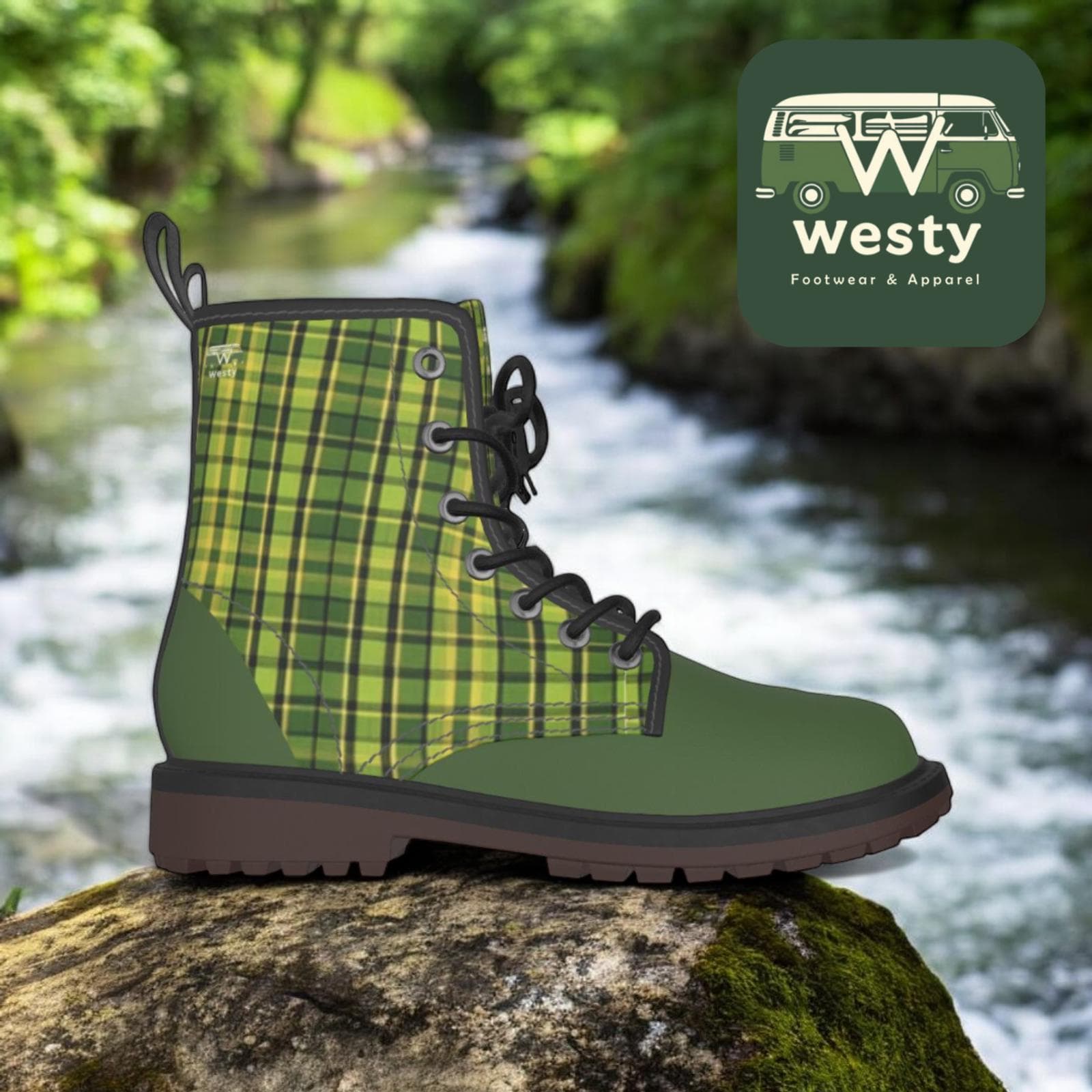 Westy Westfalia Green Plaid Women's Martin Short Boots II