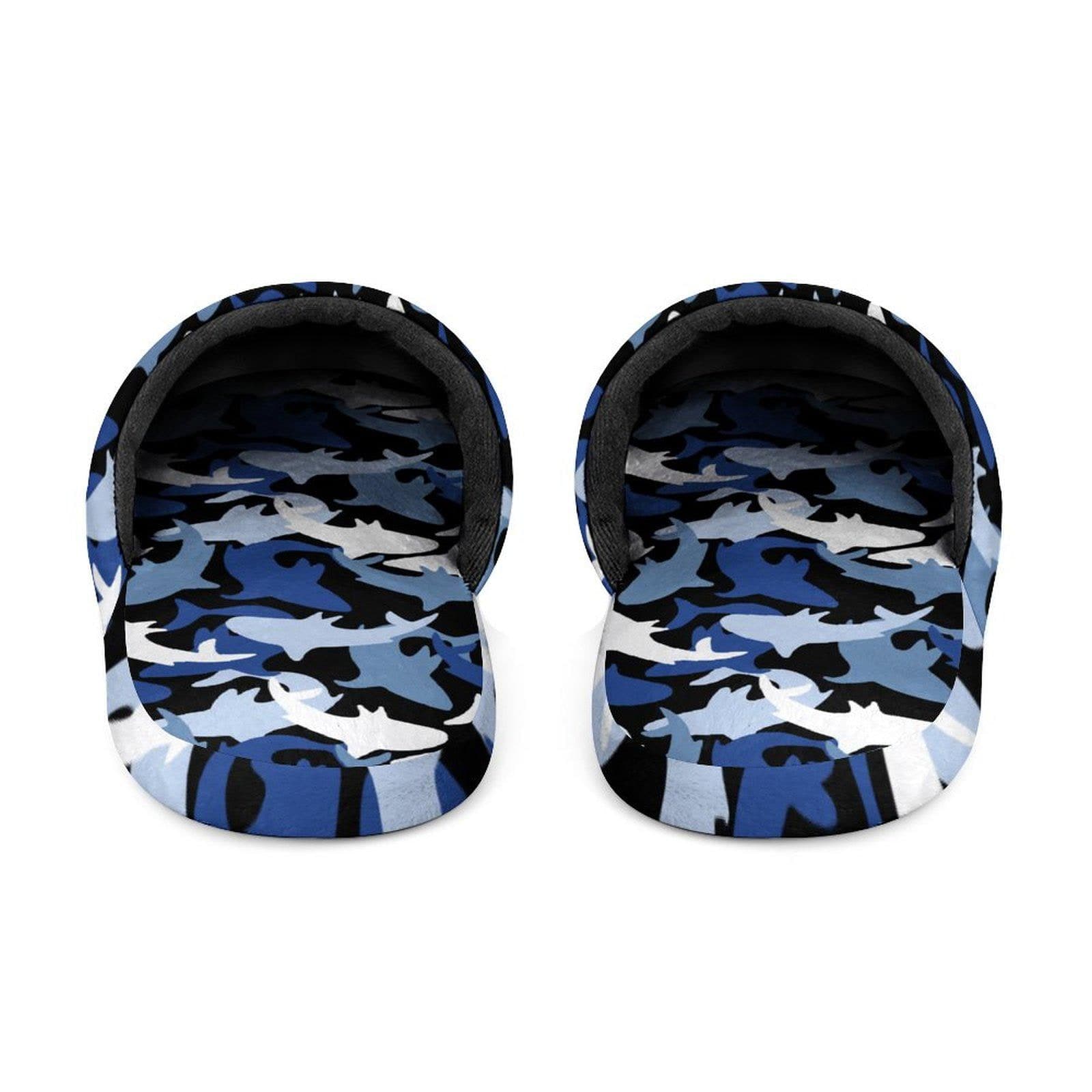 Everyday Kamo Men's Deep Dive Shark Camo Flannel Slippers - Cozy Comfort House Shoes