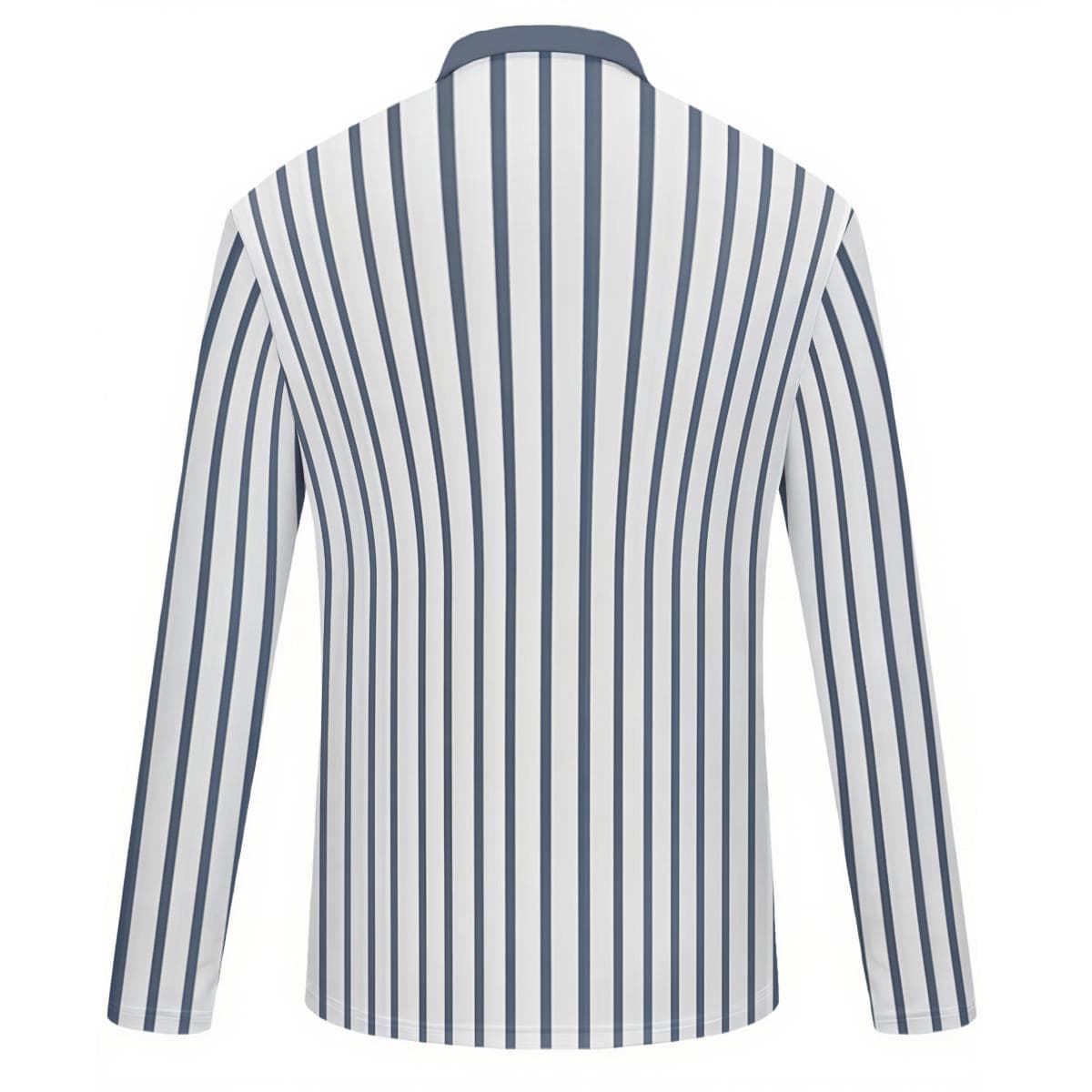 Men's Striped Quarter-Zip Polo | Long Sleeve Athletic Comfort Top