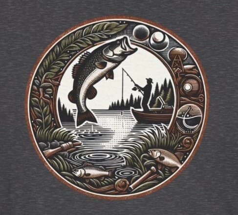 Vintage Bass Fishing T-Shirt | Woodcut Design | Fisherman Tee