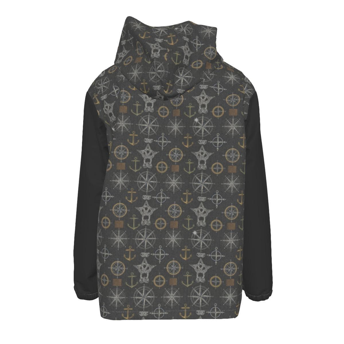 Unisex Nautical Anchor Compass Windbreaker Jacket | Lightweight Hooded Zipper Windproof Coat | Marine Outdoor Apparel
