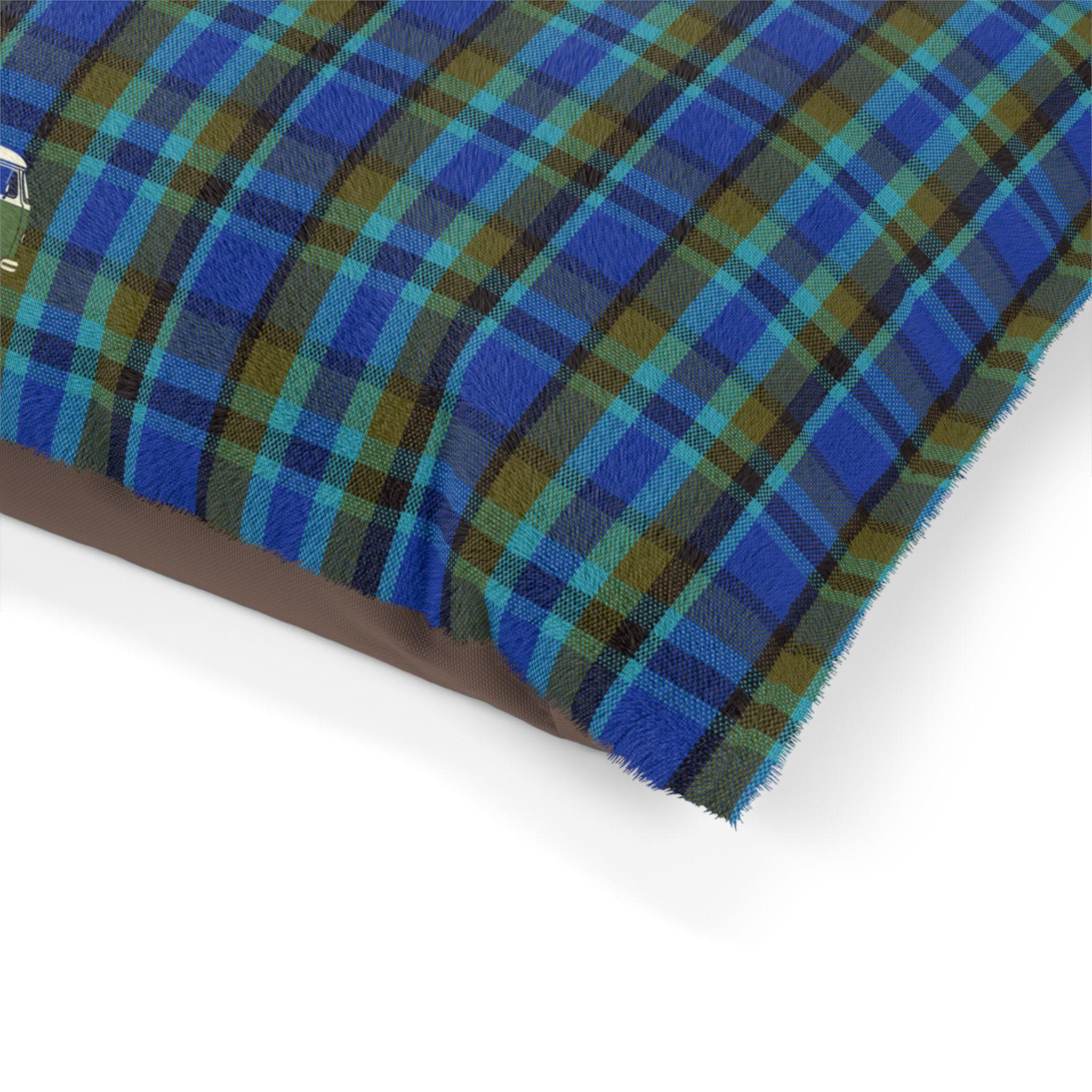 Blue Plaid VW Westfalia Inspired Dog Bed, Retro Pet Cushion