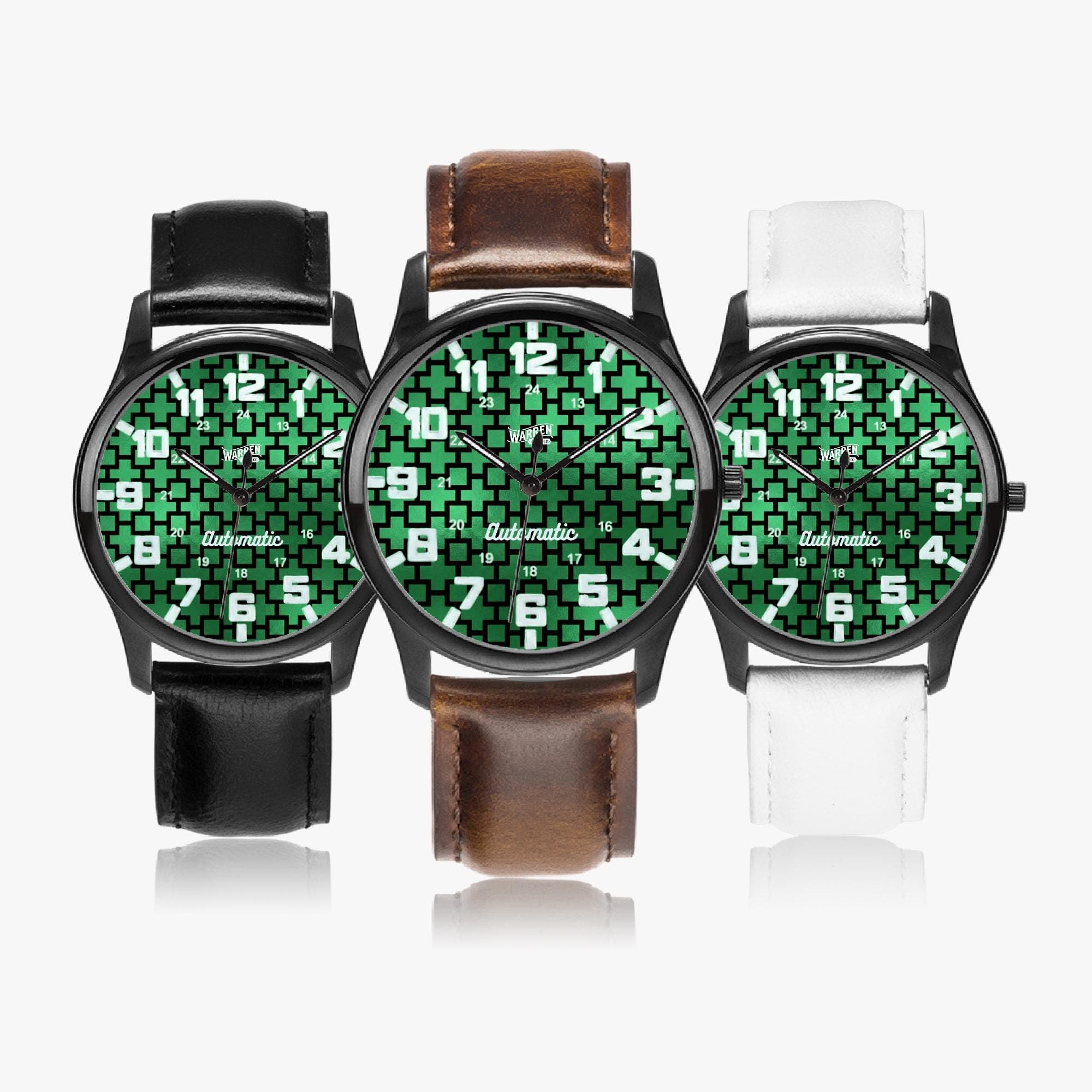 Unisex Black Stainless Steel Automatic Watch | Genuine Leather Bands | Japanese Citizen Movement