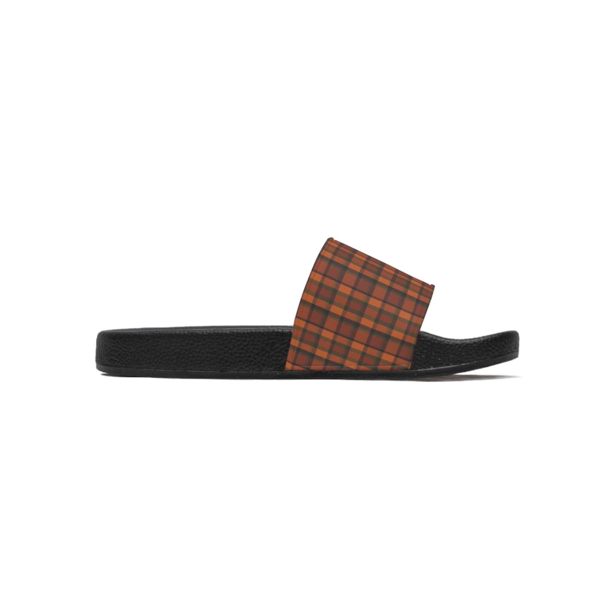 VW Microbus Slide Sandals, Retro Orange Plaid, 70s Hippie Style