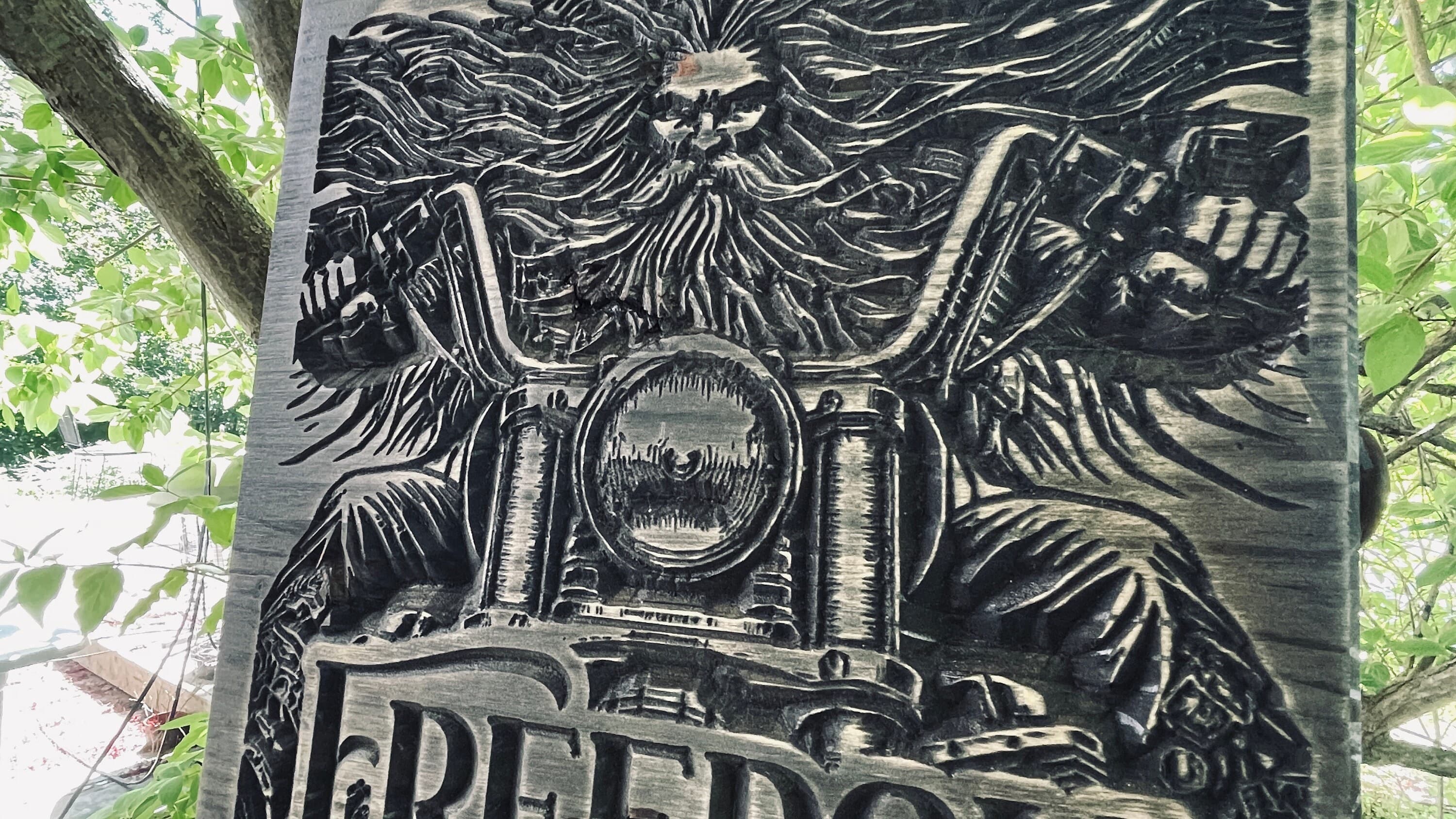 Freedom Rider Carved Wood Sign