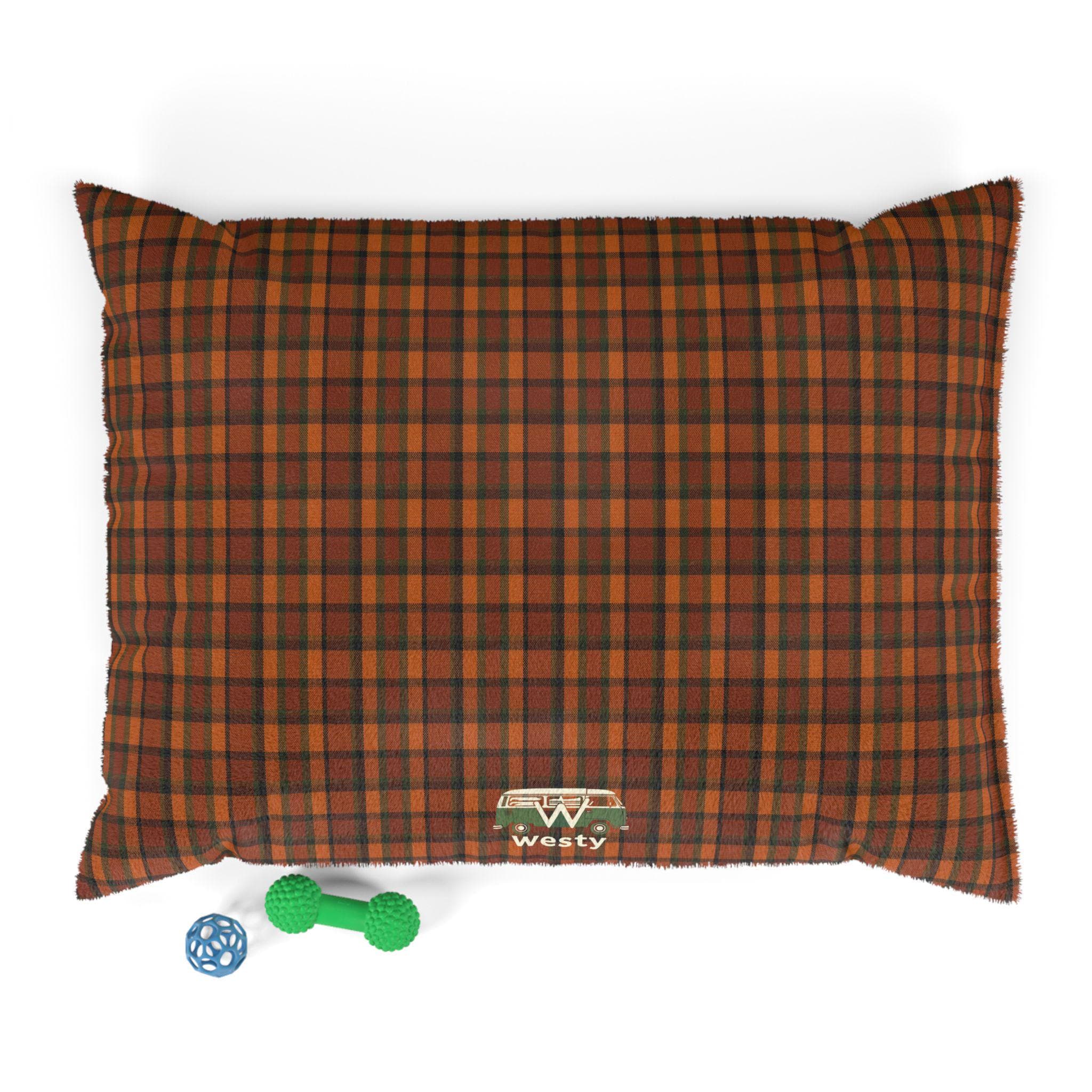 VW Westfalia Inspired Dog Bed, Retro Plaid Pet Cushion