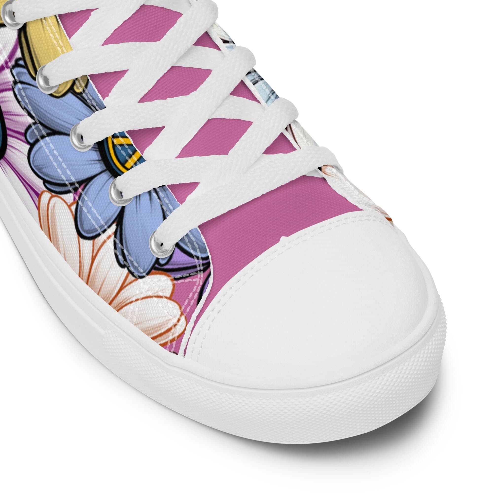 AC-Carvers™ -Pink- VW Colored Flowers - Women’s high top canvas shoes