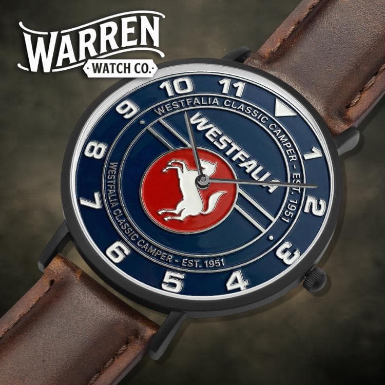 Westfalia Classic Camper Watch | Unisex Quartz Watch with Genuine Leather Band & Stainless Steel Case
