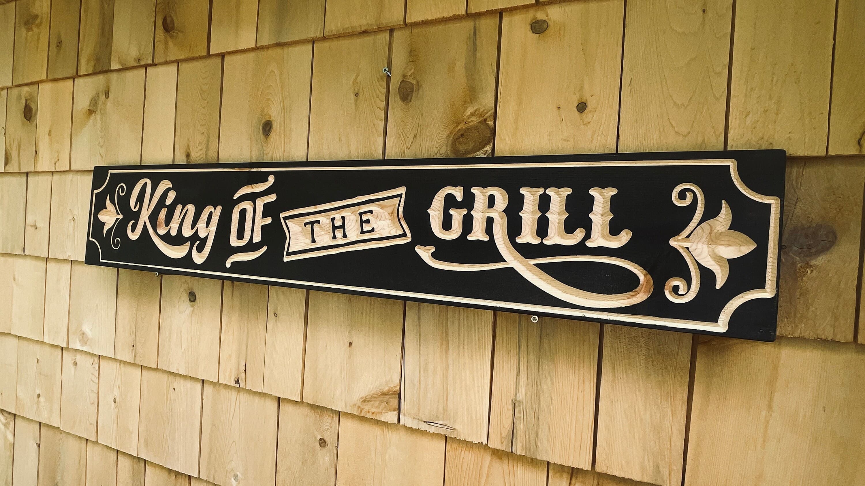 King of the Grill Carved Real Pine Wooden Sign